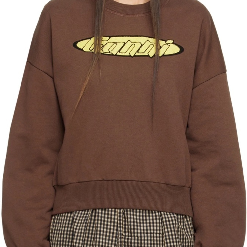 Ganni Brown Graphic Sweatshirt